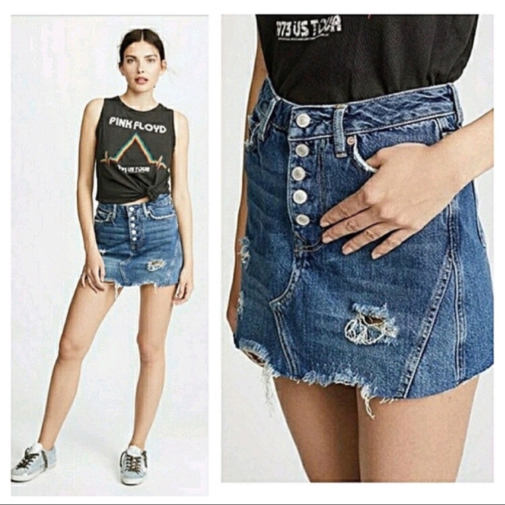 Free People A-Line Denim Mini Skirt!!!